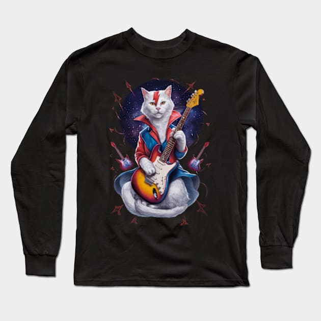 Ziggy Stardust Cat Long Sleeve T-Shirt by CustomCraze